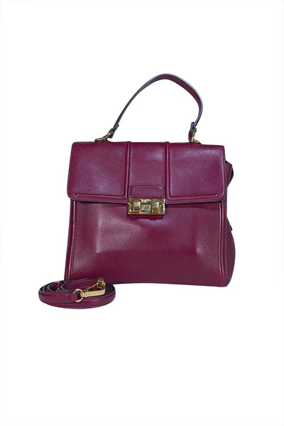 Lanvin - Maroon Leather Top Handle Satchel Bag - Current Boutique