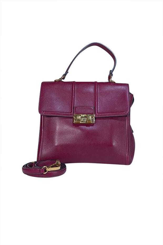 Lanvin - Maroon Leather Top Handle Satchel Bag - Current Boutique