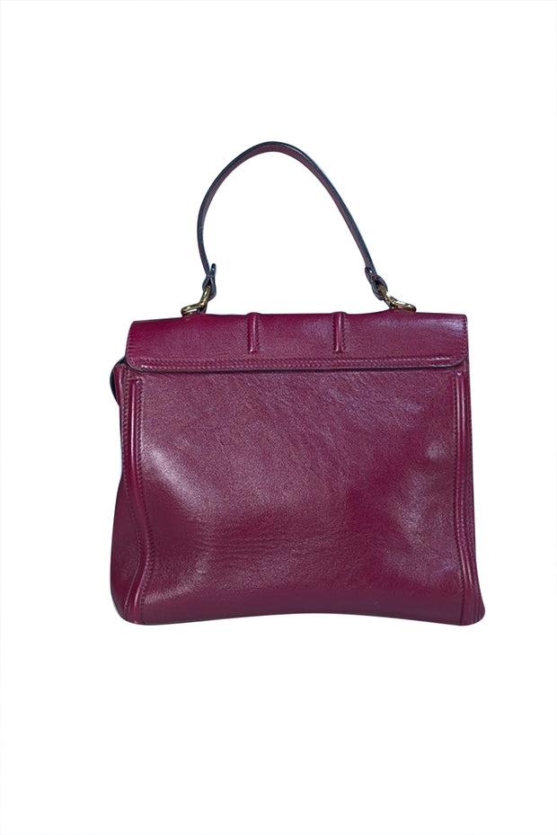 Lanvin - Maroon Leather Top Handle Satchel Bag - Current Boutique