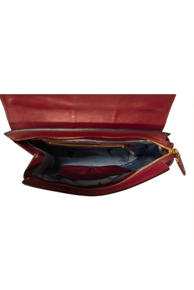 Lanvin - Maroon Leather Top Handle Satchel Bag - Current Boutique