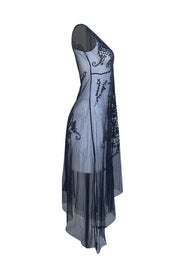 Biya - Navy Lace Mesh Midi "Maliyah" Dress Sz S