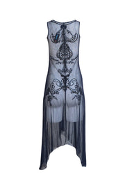 Biya - Navy Lace Mesh Midi "Maliyah" Dress Sz S