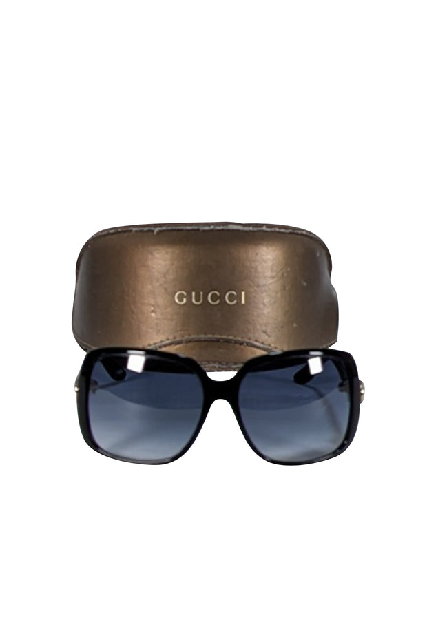 Gucci - Black Oversized Logo Sides Sunglasses - Current Boutique