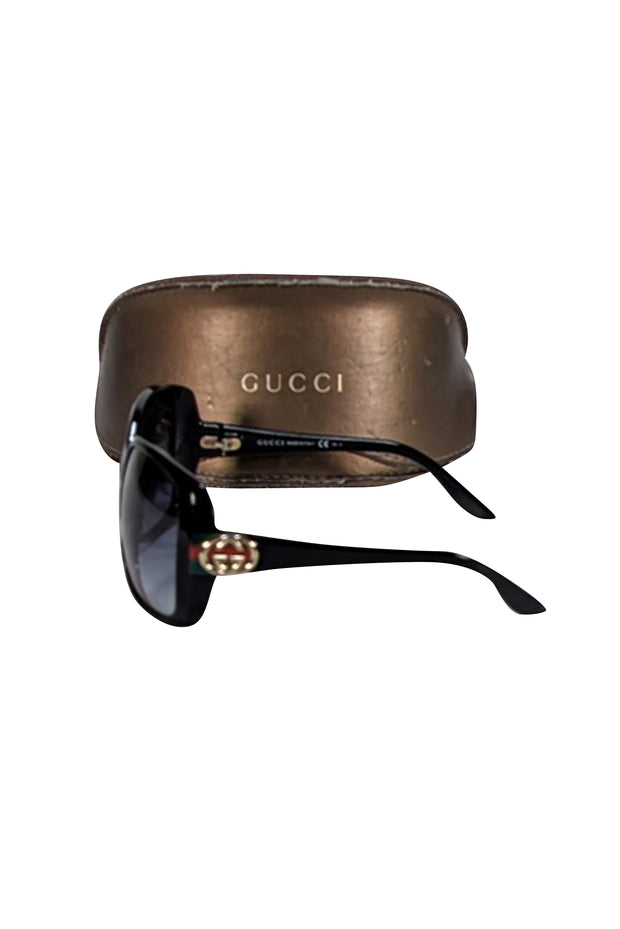 Gucci - Black Oversized Logo Sides Sunglasses - Current Boutique