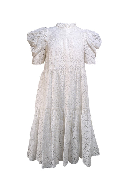 Ulla Johnson - White Eyelet Lace Short Sleeve Dress Sz 4