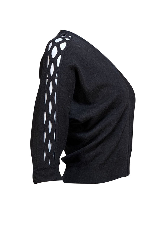 Chloe - Black V-neck Cutout Detail Sweater Sz XS - Current Boutique