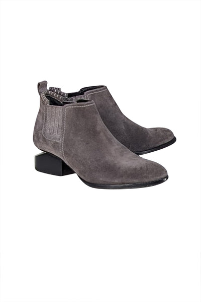 Alexander Wang - Grey Suede Short Ankle Booties Sz 6 - Current Boutique