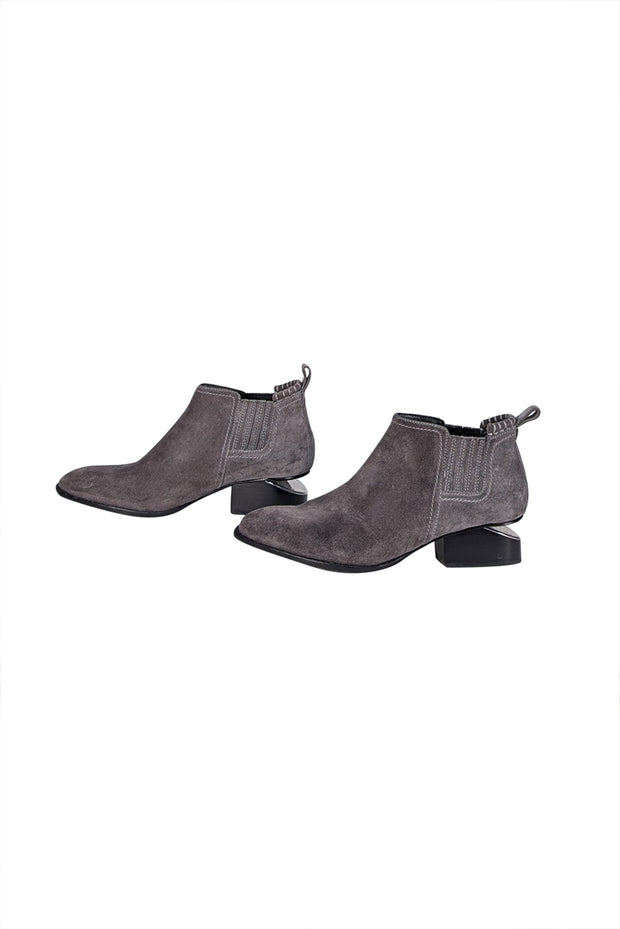 Alexander Wang - Grey Suede Short Ankle Booties Sz 6 - Current Boutique