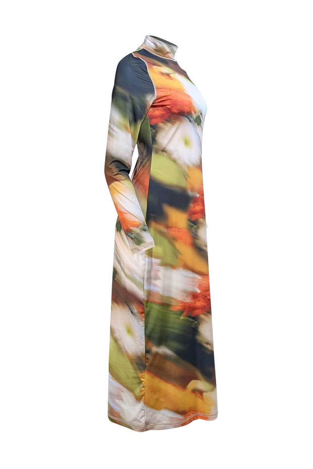 Stine Goya - Cream, Orange, Brown &amp; Green Long Sleeve Mock Neck Dress Sz M/L - Current Boutique