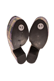 Larroude - Purple, Green, & Yellow Plaid Platform Mule Clogs Sz 8.5 - Current Boutique