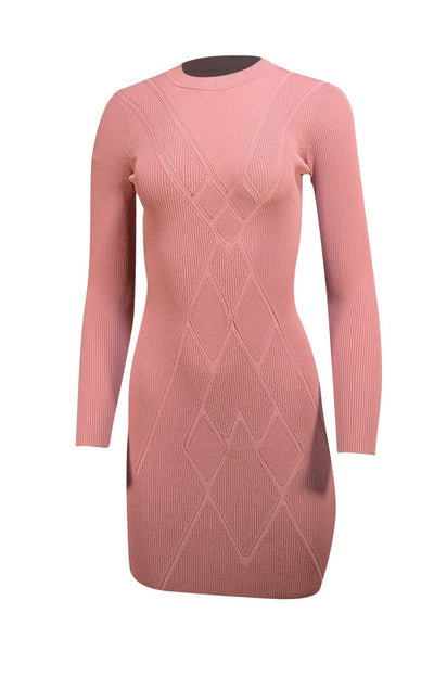 Alexis - Pink Pointelle Long Sleeve Dress Sz S - Current Boutique