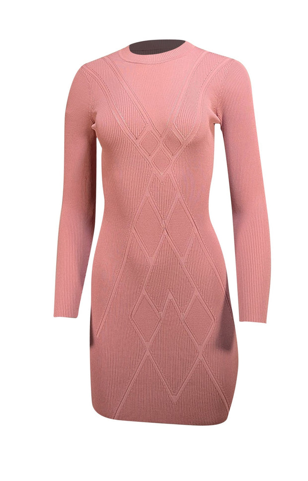 Alexis - Pink Pointelle Long Sleeve Dress Sz S - Current Boutique