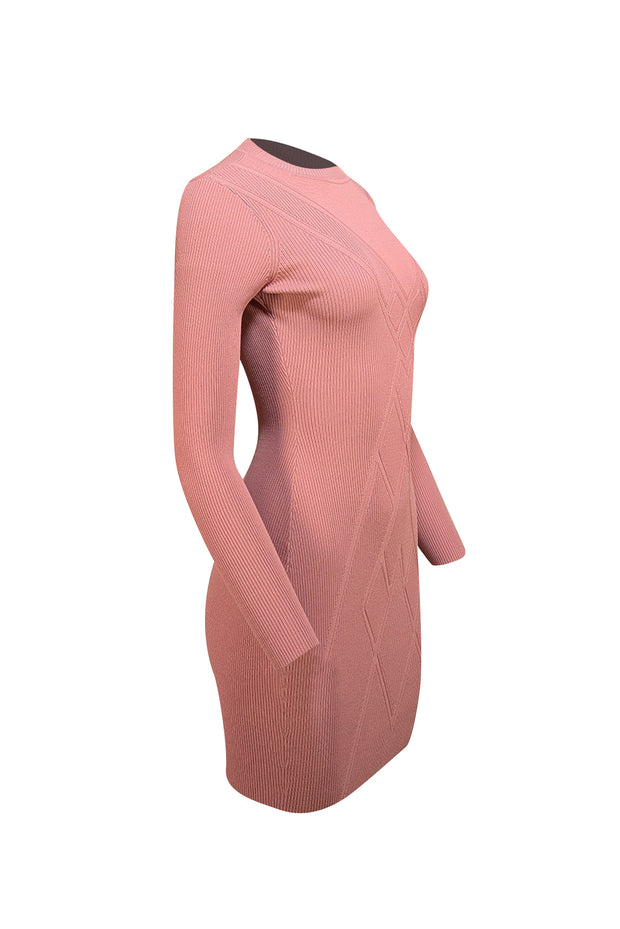 Alexis - Pink Pointelle Long Sleeve Dress Sz S - Current Boutique