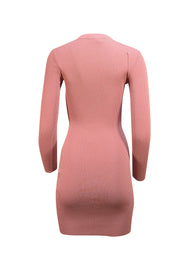 Alexis - Pink Pointelle Long Sleeve Dress Sz S - Current Boutique