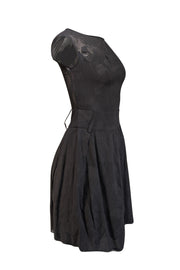 Valentino - Black Brocade Cotton Sleeveless Dress Sz 4 - Current Boutique