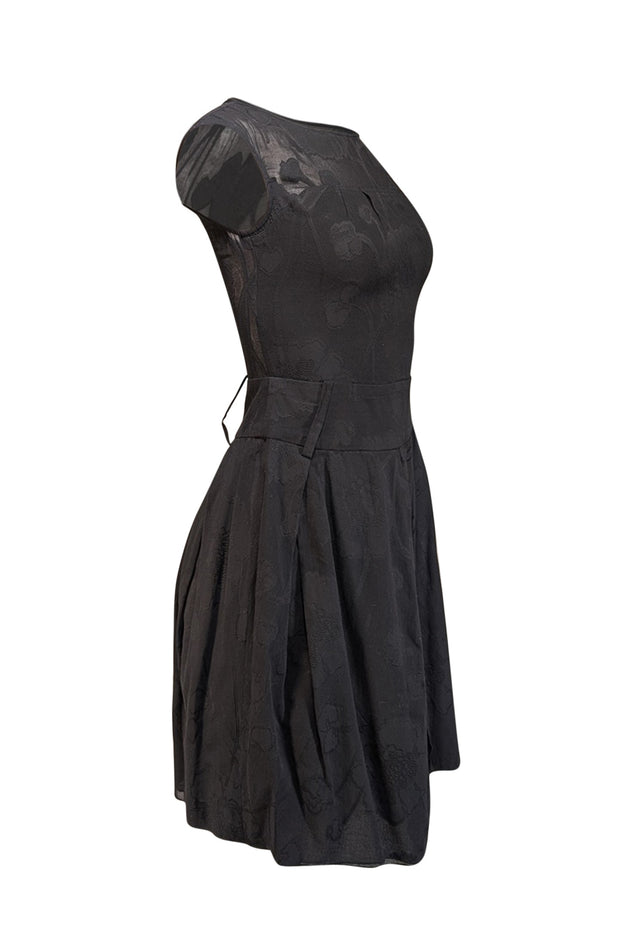 Valentino - Black Brocade Cotton Sleeveless Dress Sz 4 - Current Boutique
