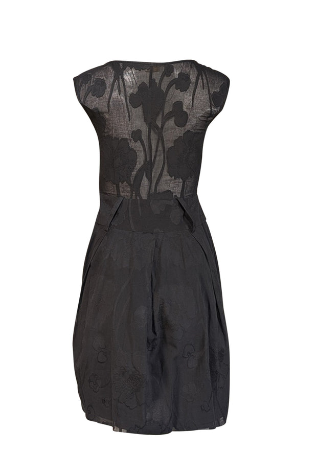 Valentino - Black Brocade Cotton Sleeveless Dress Sz 4 - Current Boutique