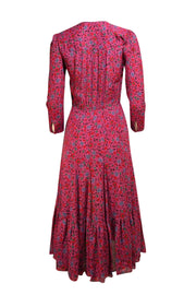 Veronica Beard - Magenta Purple Floral Midi Dress Sz 2 - Current Boutique