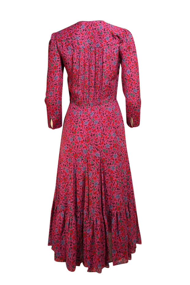 Veronica Beard - Magenta Purple Floral Midi Dress Sz 2 - Current Boutique