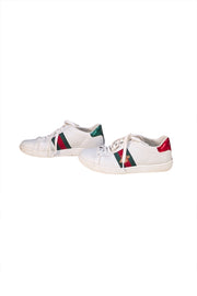 Gucci - White Leather Signature Side Stripe Sneakers Sz 7