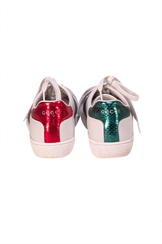 Gucci - White Leather Signature Side Stripe Sneakers Sz 7