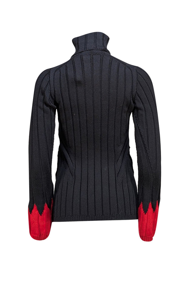 Alexander McQueen - Black Ribbed Turtle Neck Sweater Sz M - Current Boutique