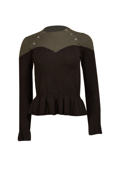 Minnie Rose - Black Cashmere Peplum Sweater Sz XS - Current Boutique
