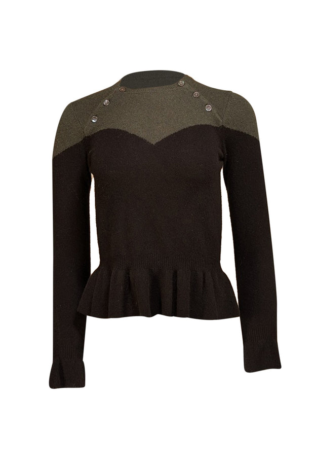 Minnie Rose - Black Cashmere Peplum Sweater Sz XS - Current Boutique