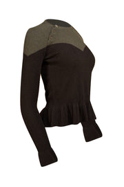 Minnie Rose - Black Cashmere Peplum Sweater Sz XS - Current Boutique