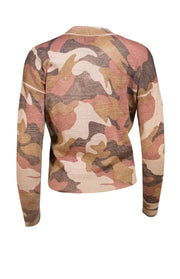 27 Miles - Pink, Beige, & Taupe Metallic Cashmere Print Sweater Sz XS - Current Boutique