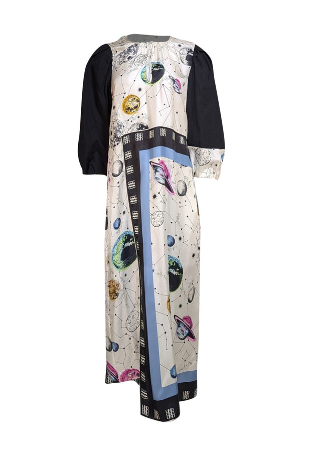 Baum Und Pferdgarten - Ivory & Black Cosmos Print "Ajani" Midi Dress Sz L - Current Boutique