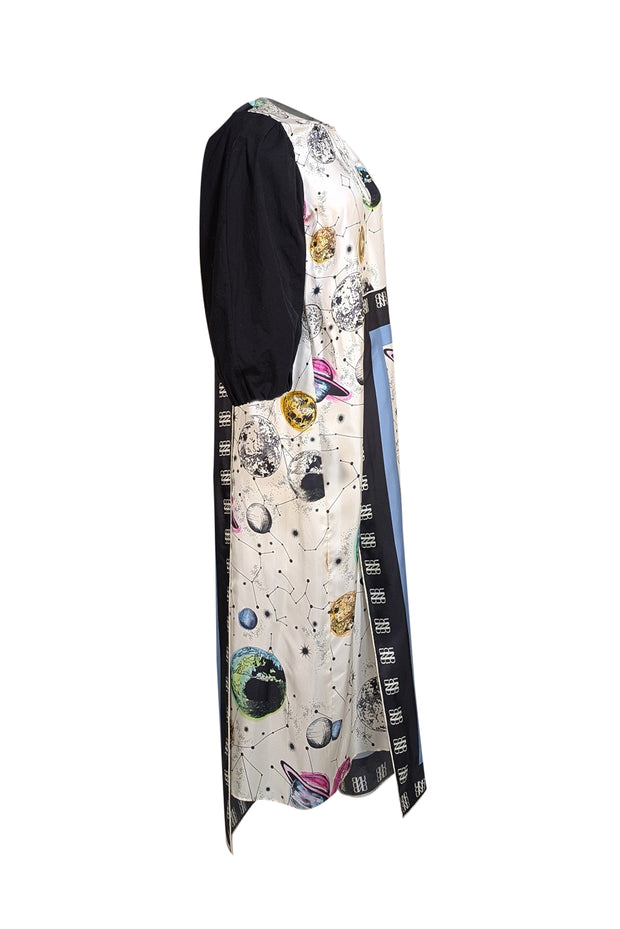 Baum Und Pferdgarten - Ivory & Black Cosmos Print "Ajani" Midi Dress Sz L - Current Boutique