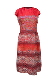 Peter Pilotto - Red Abstract Print Silk Dress Sz 10 - Current Boutique