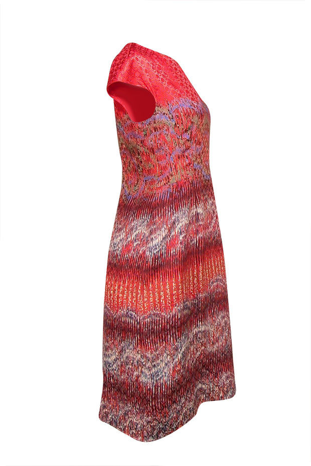 Peter Pilotto - Red Abstract Print Silk Dress Sz 10 - Current Boutique