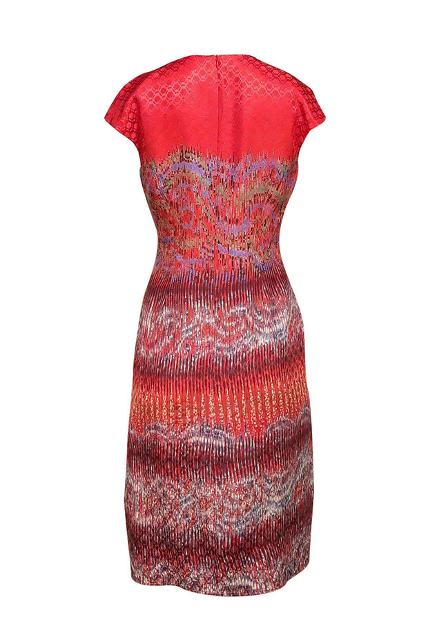 Peter Pilotto - Red Abstract Print Silk Dress Sz 10 - Current Boutique