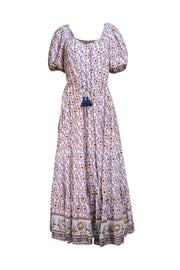 Cleobella - Ivory, Purple, & Orange Geo Print Maxi "Paula" Dress Sz L - Current Boutique