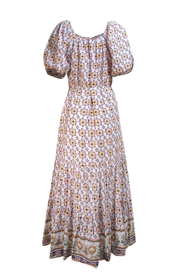 Cleobella - Ivory, Purple, & Orange Geo Print Maxi "Paula" Dress Sz L - Current Boutique