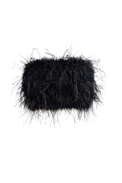 Lamarque - Black "Zaina" Feather Bustier Top Sz S - Current Boutique