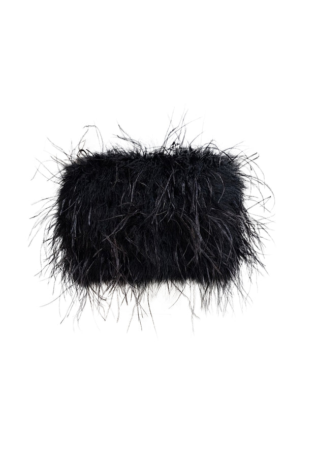 Lamarque - Black "Zaina" Feather Bustier Top Sz S - Current Boutique