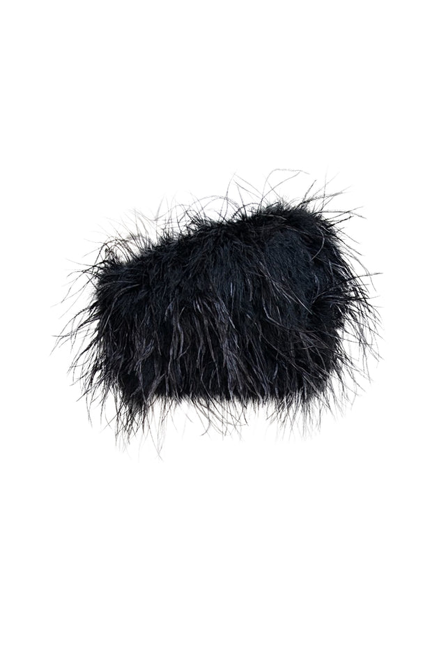 Lamarque - Black "Zaina" Feather Bustier Top Sz S - Current Boutique