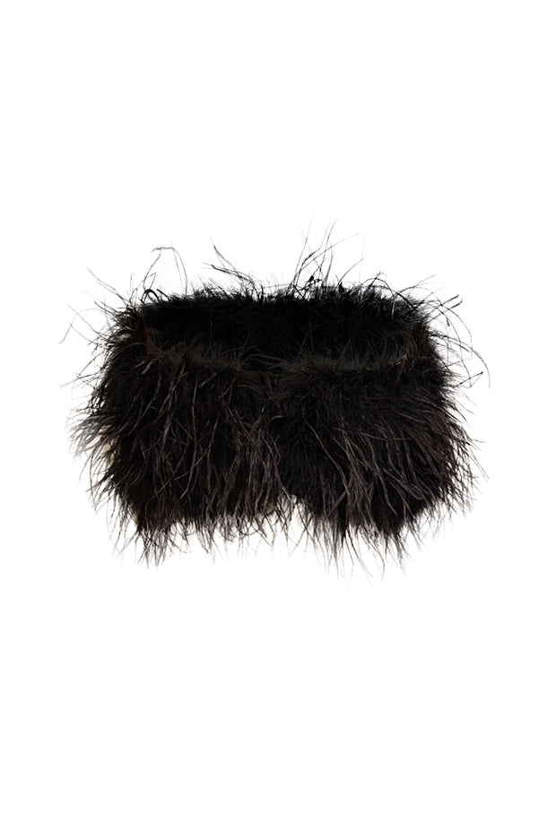 Lamarque - Black "Zaina" Feather Bustier Top Sz S - Current Boutique