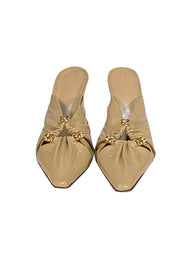 Bottega Veneta - Beige "Bunnie" Patent Leather Mule Heels Sz 10 - Current Boutique