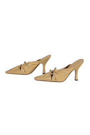 Bottega Veneta - Beige "Bunnie" Patent Leather Mule Heels Sz 10 - Current Boutique