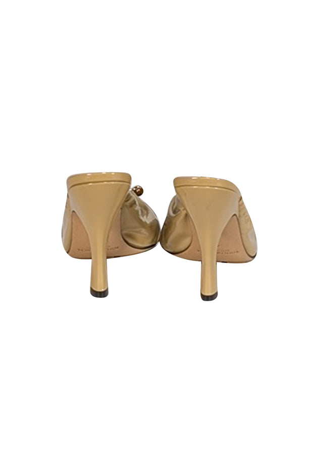 Bottega Veneta - Beige "Bunnie" Patent Leather Mule Heels Sz 10 - Current Boutique