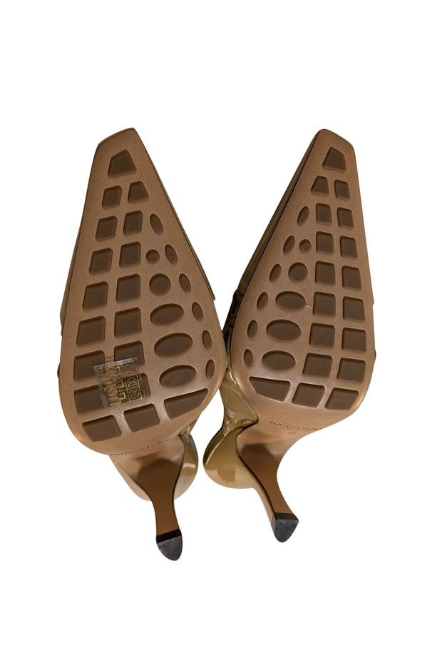 Bottega Veneta - Beige "Bunnie" Patent Leather Mule Heels Sz 10 - Current Boutique