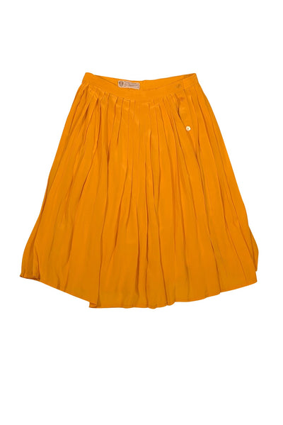 Gucci - Golden Yellow Pleated Silk Skirt Sz 6 - Current Boutique
