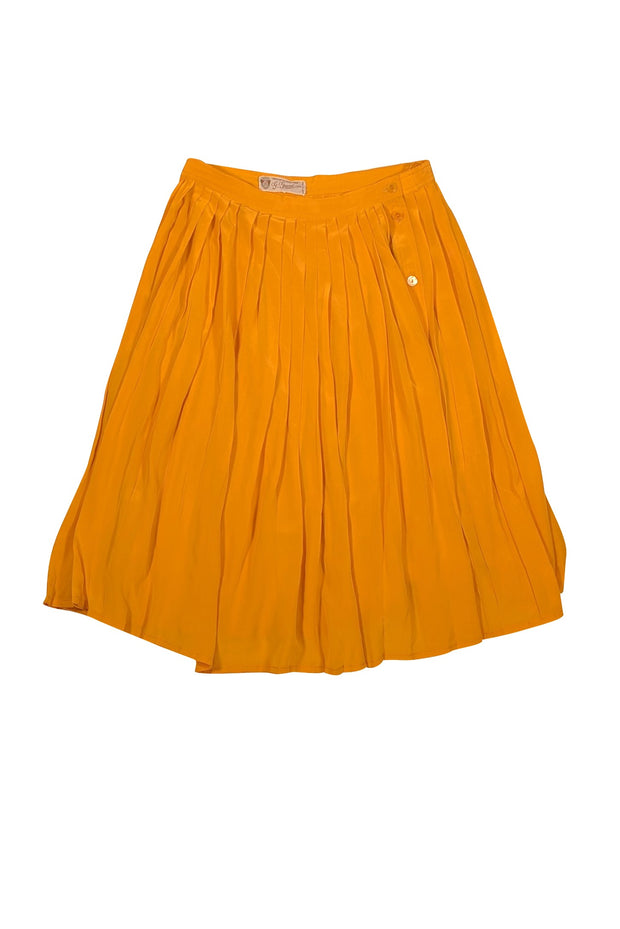 Gucci - Golden Yellow Pleated Silk Skirt Sz 6 - Current Boutique