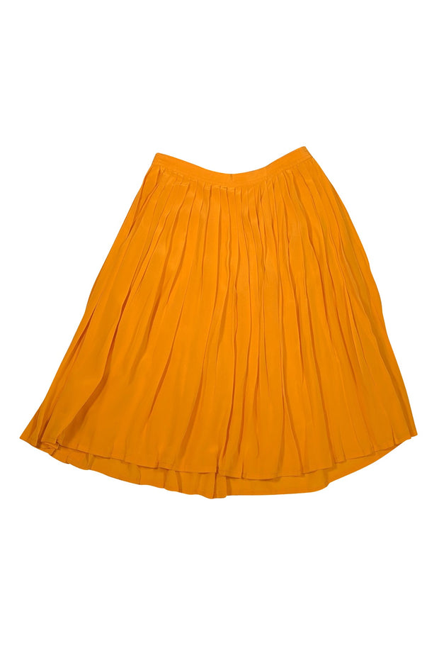 Gucci - Golden Yellow Pleated Silk Skirt Sz 6 - Current Boutique