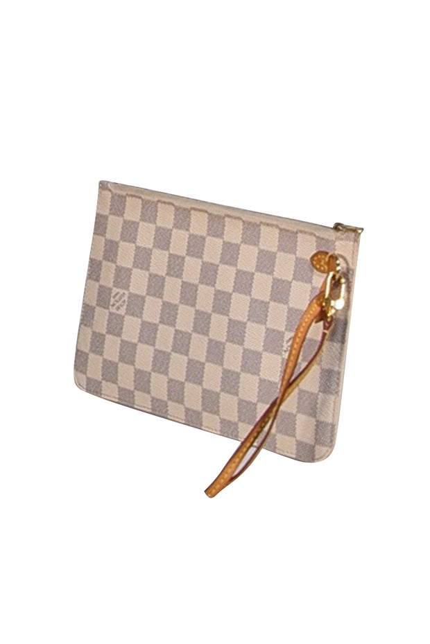 Louis Vuitton - White Damier Pochette Wristlet - Current Boutique