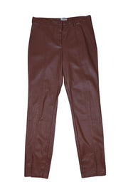 Jason Wu - Tan Faux Leather Straight Leg Pants Sz L - Current Boutique